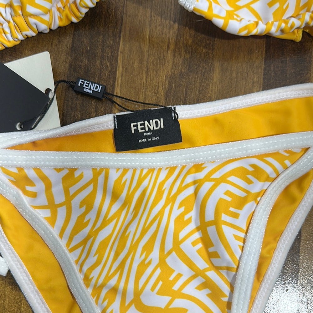 Fendi Yellow and White Swirl Bikini Swimwear - Picture 2 of 9